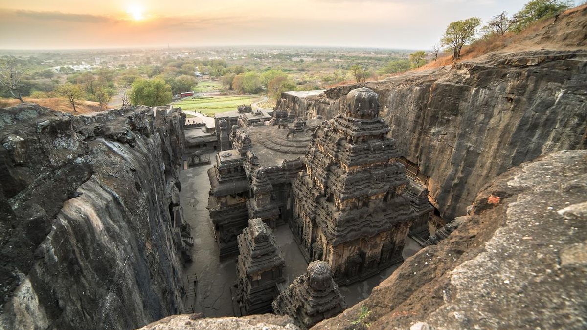 Templo de Kailas en el complejo de cuevas de Ellora