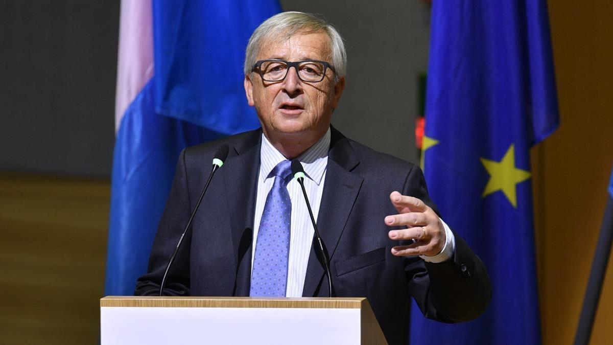 El presidente de la Comisión Europea, Jean-Claude Juncker, este mediodía.