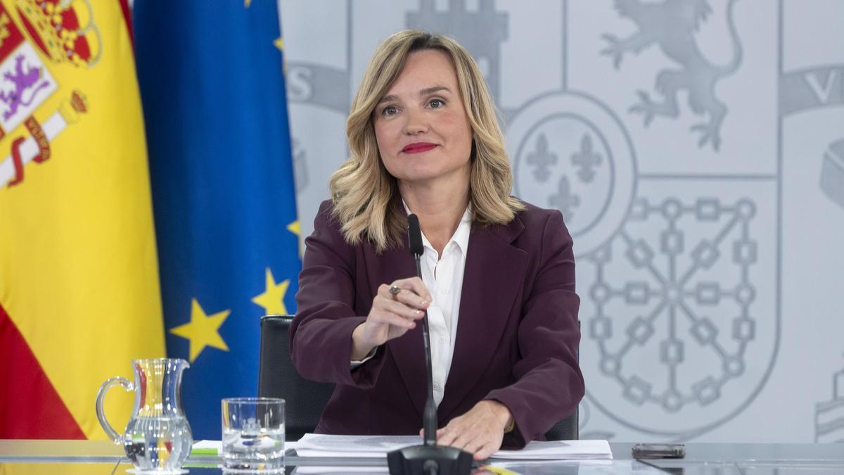 La ministra de Educación y portavoz del Gobierno, Pilar Alegría, este martes tras la reunión del Consejo de Ministros.