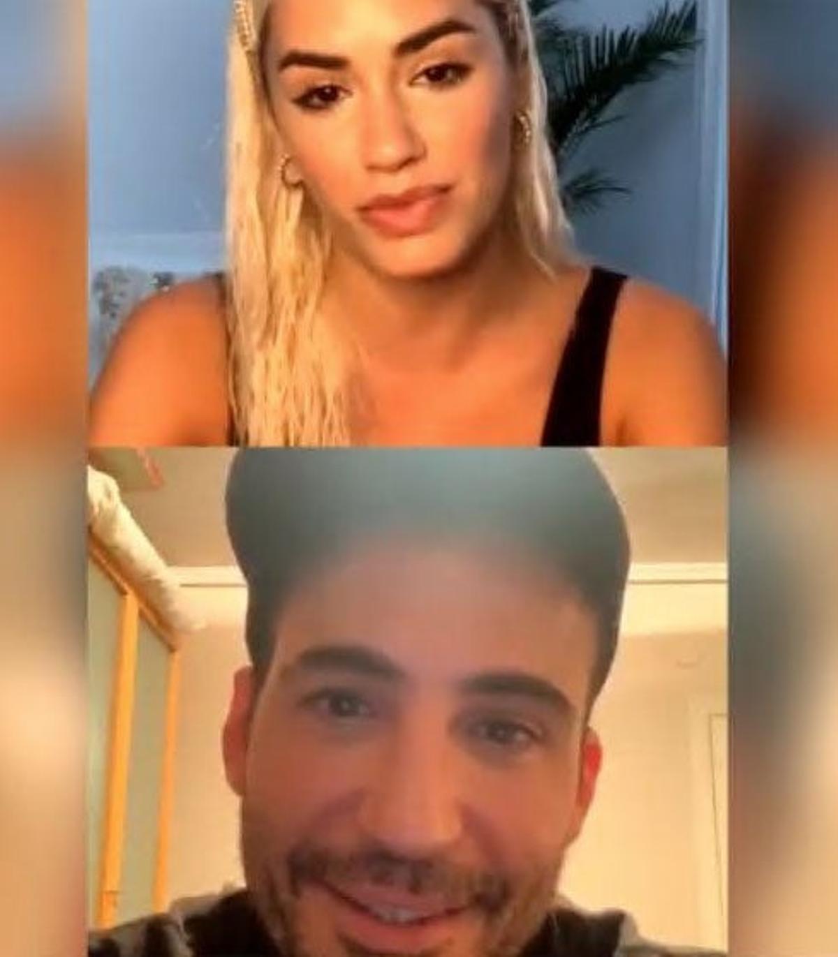Miguel Ángel Silvestre y Lali Espósito en un directo de Instagram