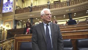 El ministro de Exteriores, Josep Borrell, en una sesión de control en el Congreso.