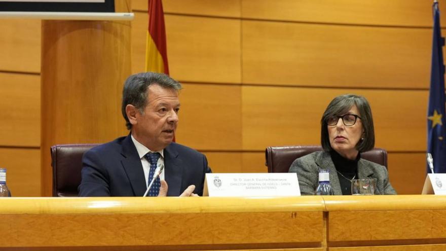 Juan Escriña y Nieves Roqueñí, ayer, en el Senado. | LNE