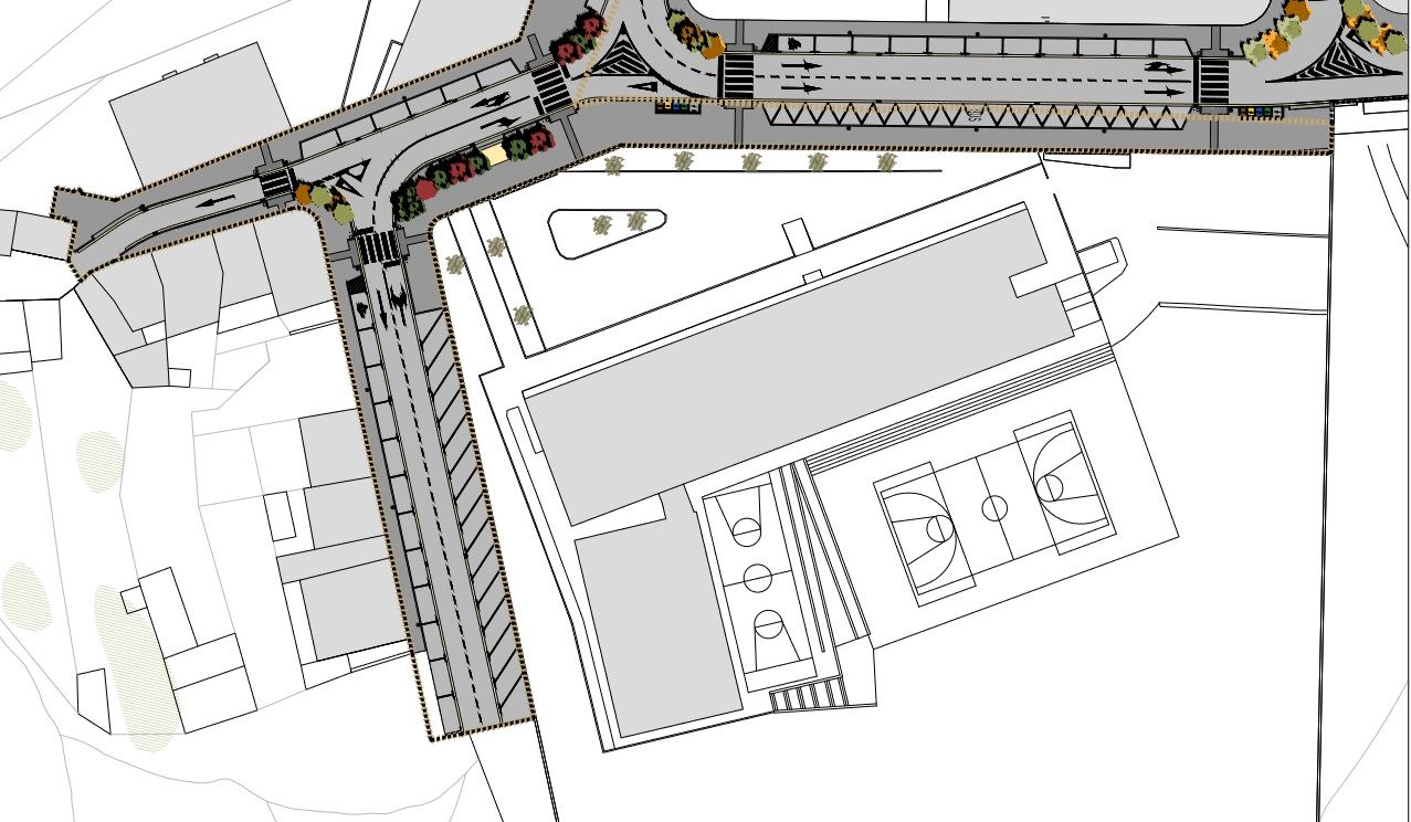 Plano de la actuación proyectada por el Concello en el entorno del instituto y la escuela infantil