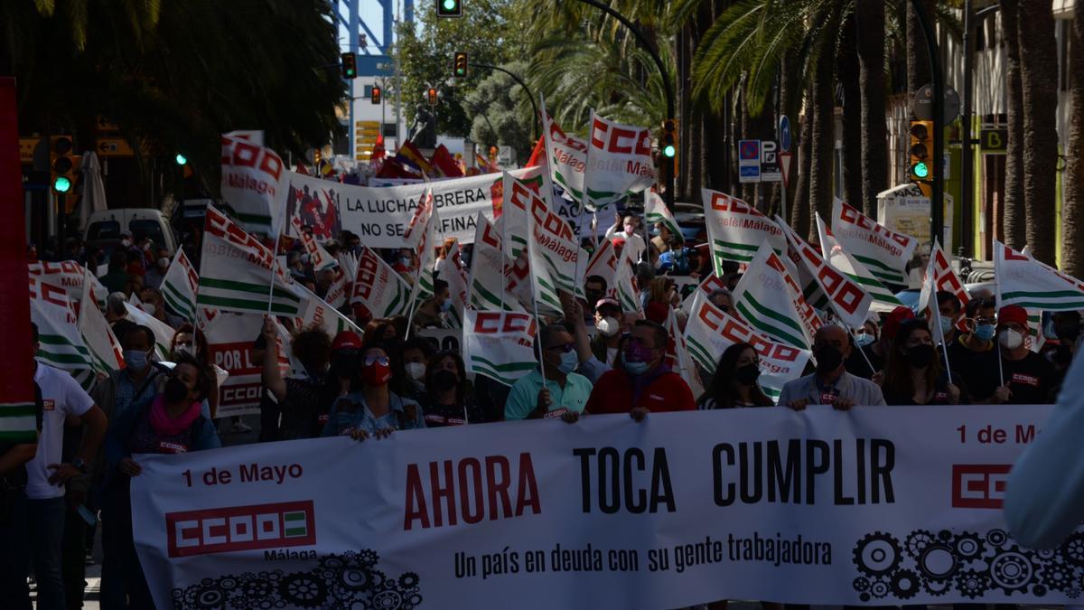 Manifestación del Primero de Mayo en Málaga capital