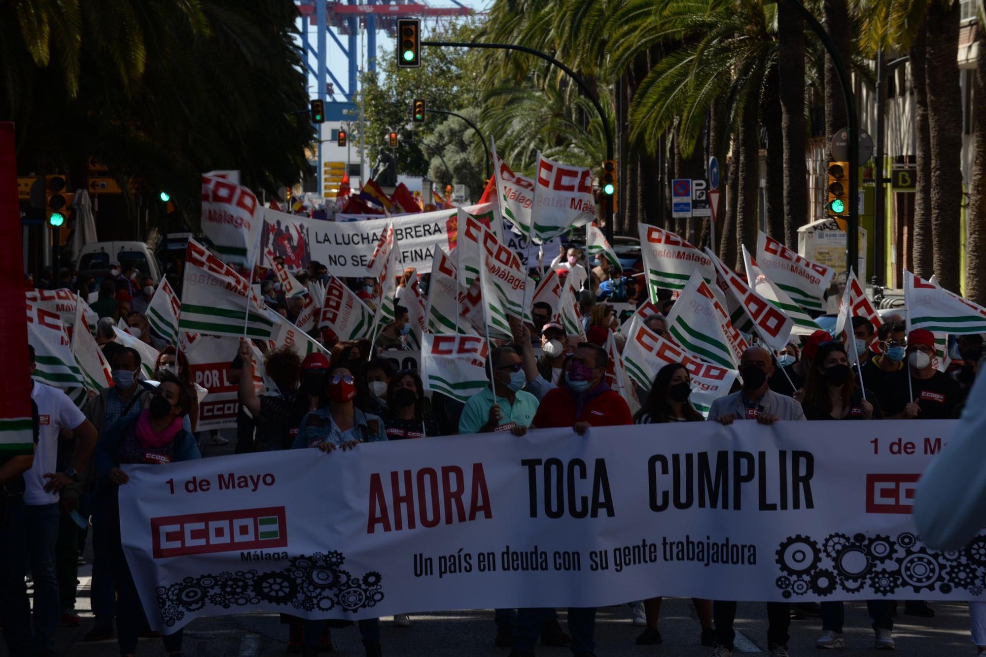 Manifestación del Primero de Mayo en Málaga capital