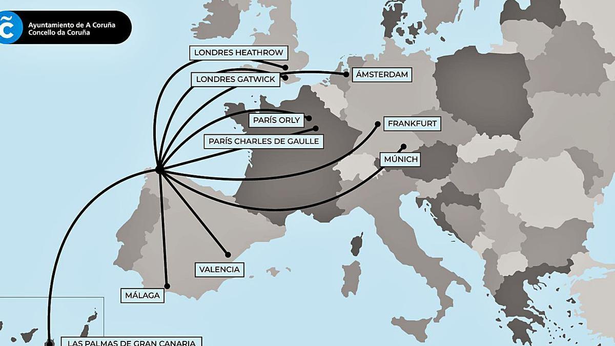 Mapa con los destinos que ofertará en su concurso el Consorcio de Turismo. |   // LA OPINIÓN