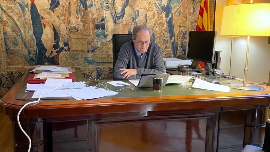 El president de la Generalitat Quim Torra, al despatx el 20 de març.