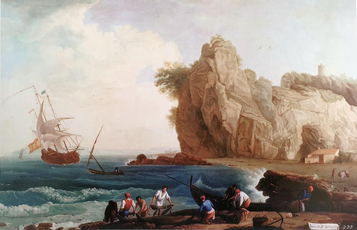 Una de las dos vistas de la playa de San Telmo. Palacio de la Zarzuela.