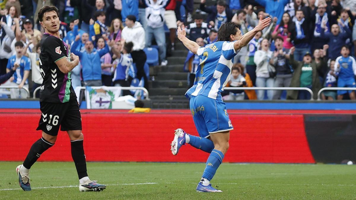Mulattieri celebra su gol ante el Málaga