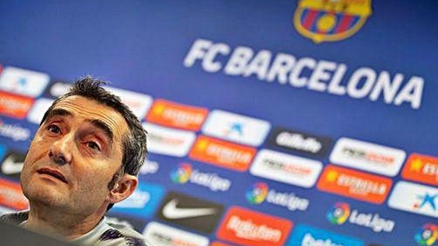 Ernesto Valverde durant la compareixença davant de la premsa d&#039;ahir