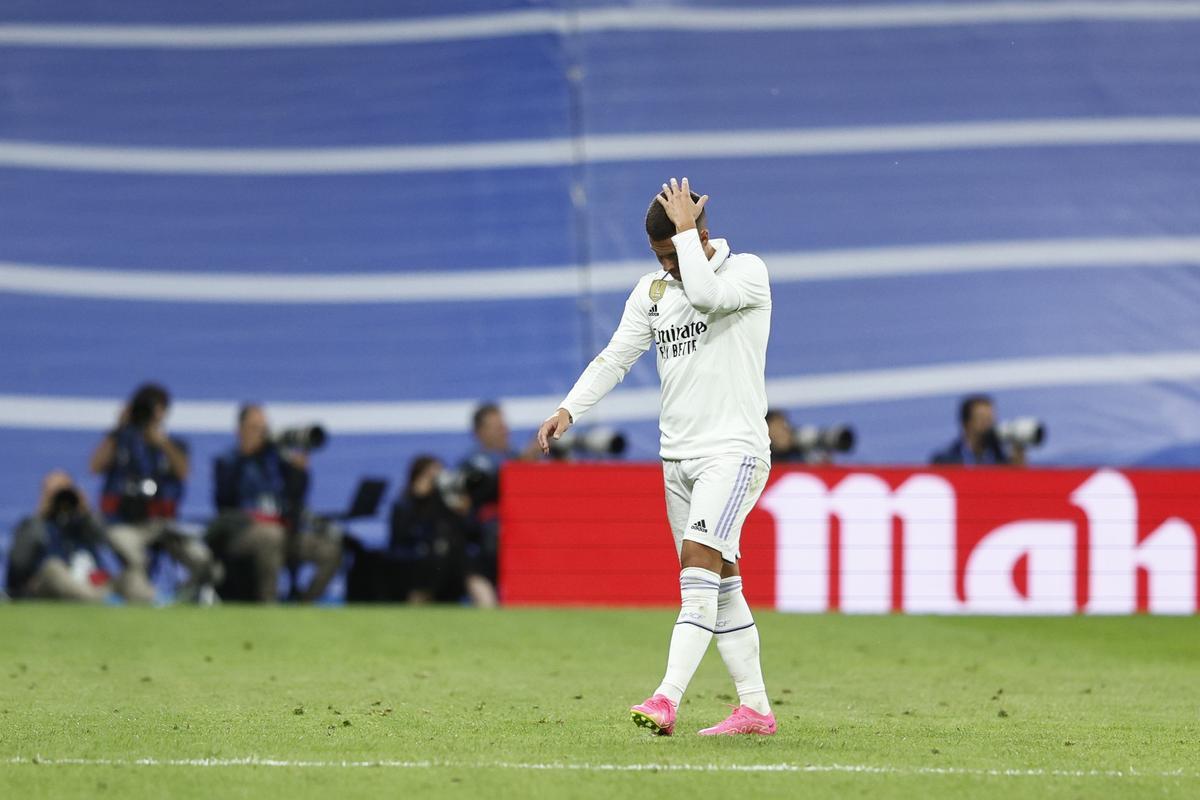 El delantero belga del Real Madrid Eden Hazard en el Santiago Bernabéu en foto de archivo de Rodrigo Jimenez