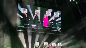 Revindicaciones durante el concierto de Albano y romina en Madrid