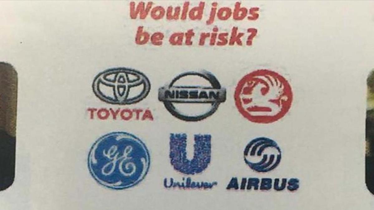 Uso de logos de empresas por la campaña del 'brexit', entre ellas Nissan.