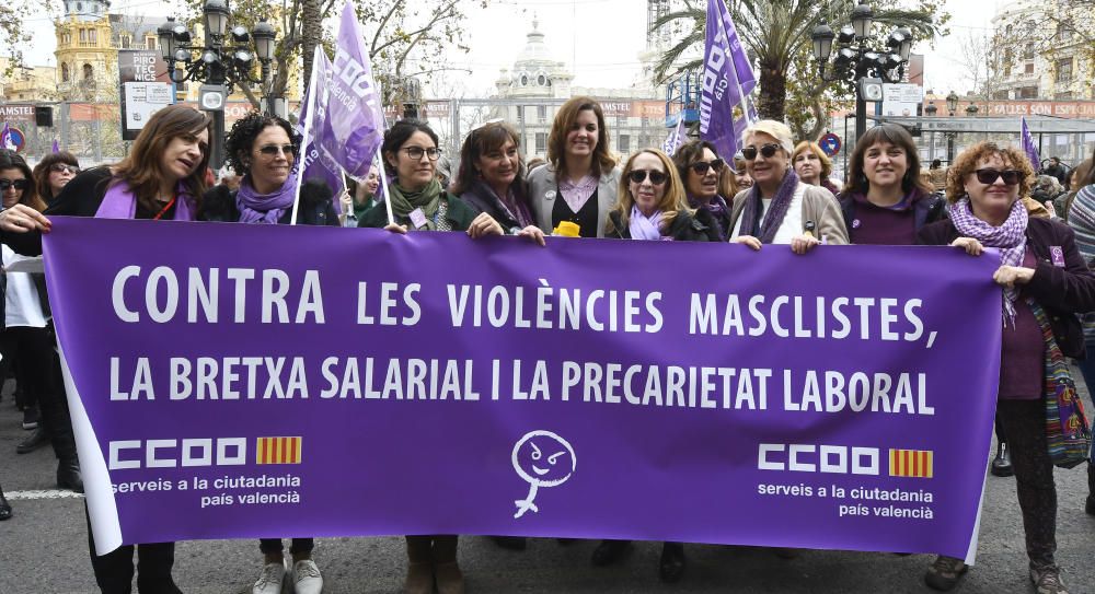 Concentración del 8 de marzo en el Ayuntamiento de València.