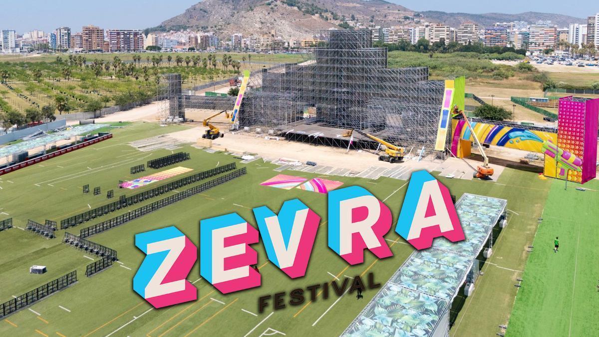Montaje del Zevra Festival en Cullera