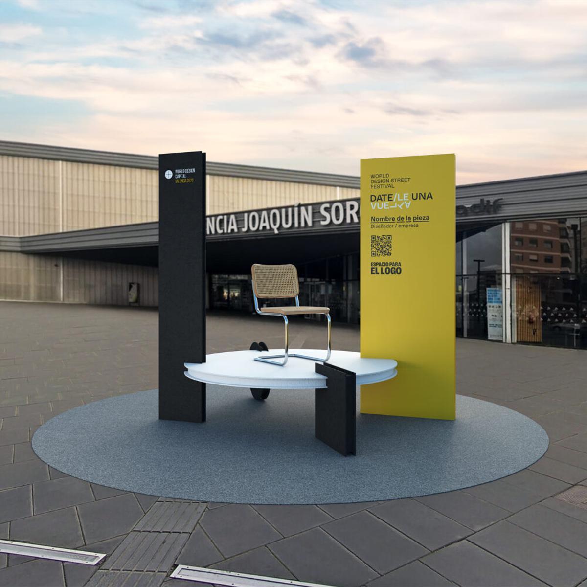 Una de las 'ventanas del diseño' en la estación del AVE en València.