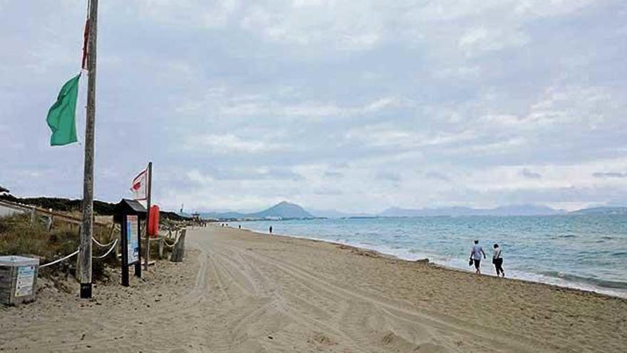 La playa de Muro presentaba ayer este aspecto despejado, sin hamacas, sombrillas ni otros servicios playeros habituales.