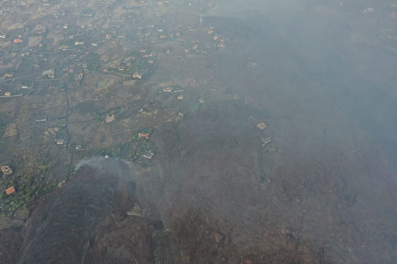 El avance de la lava del volcán de La Palma, a vista de pájaro en el décimo día de erupción