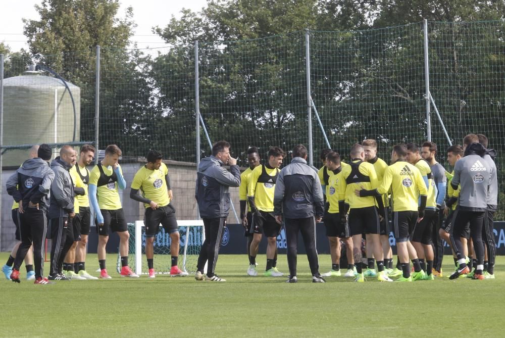 El equipo celeste se ejercita en A Madroa dos días después de caer por la mínima en Balaídos ante el Manchester United