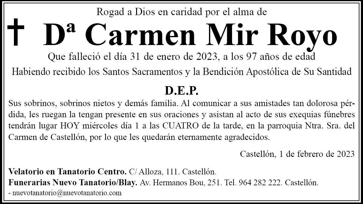 Dª Carmen Mir Royo