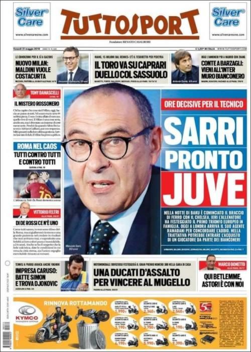 Portada TUTTOSPORT viernes 31 de mayo de 2019.