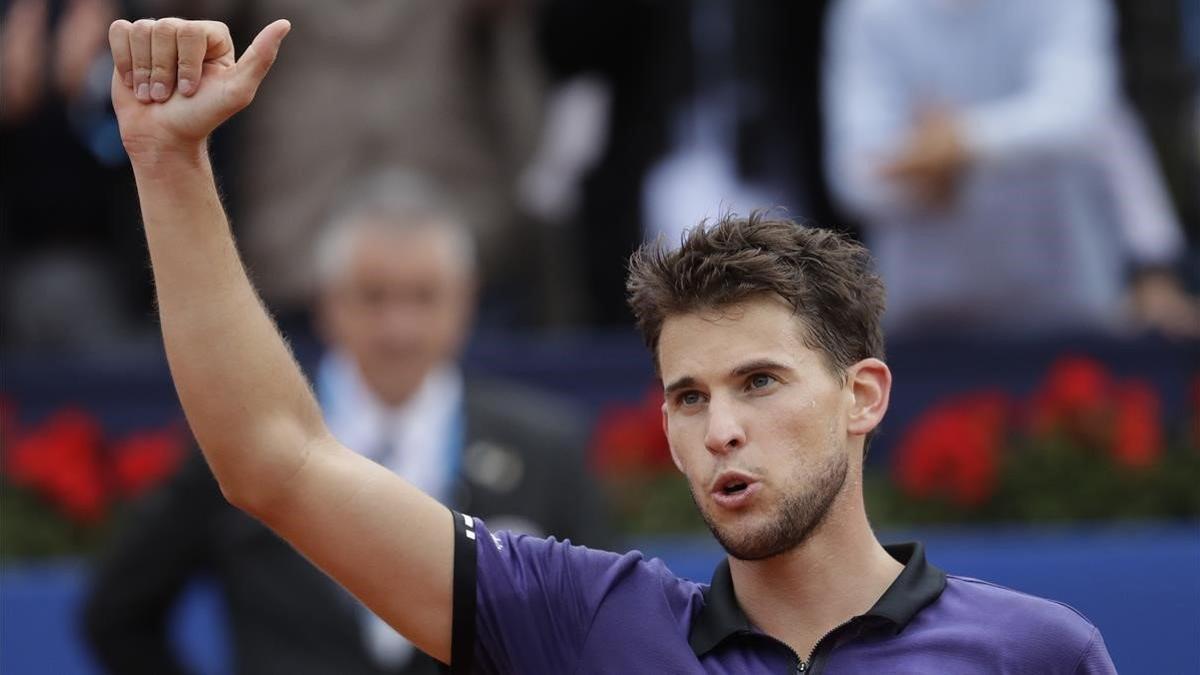 Thiem celebra la victoria en Barcelona.