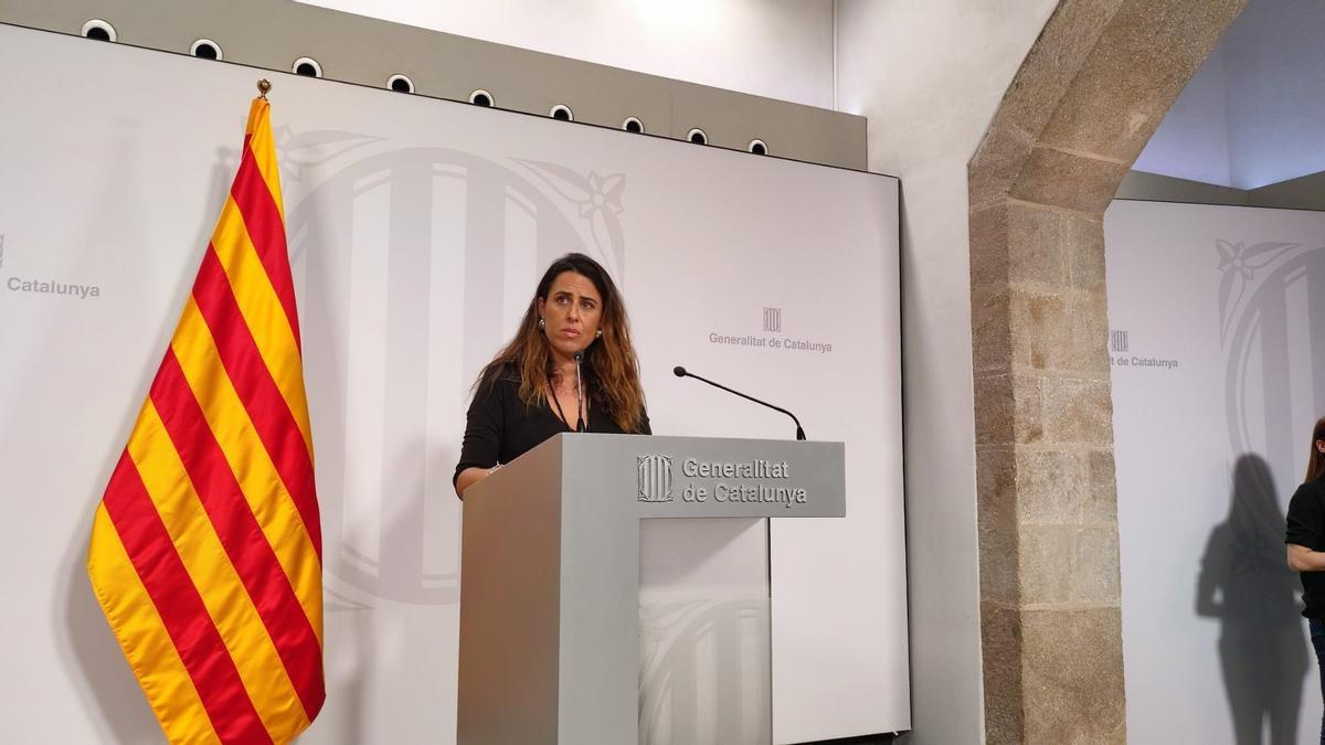 La portaveu del Govern, Patrícia Plaja, en roda de premsa en la Generalitat