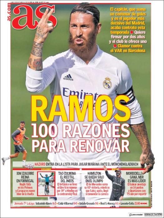 Portada AS lunes 26 octubre 2020