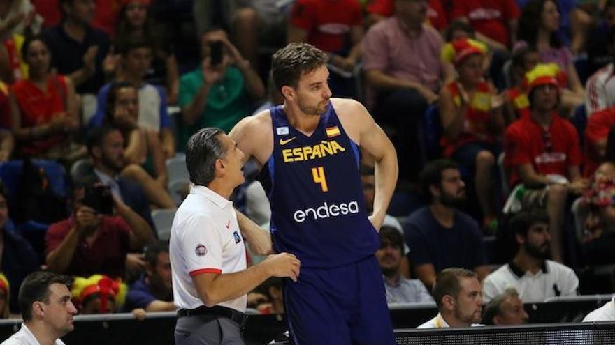 Scariolo y Gasol, ayer.