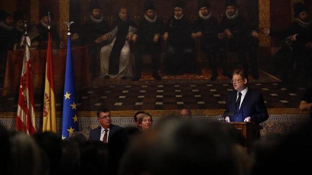 El President de la Generalitat durante el acto institucional que se celebra este martes 9 de octubre  con motivo del Dia de la Comunidad Valenciana