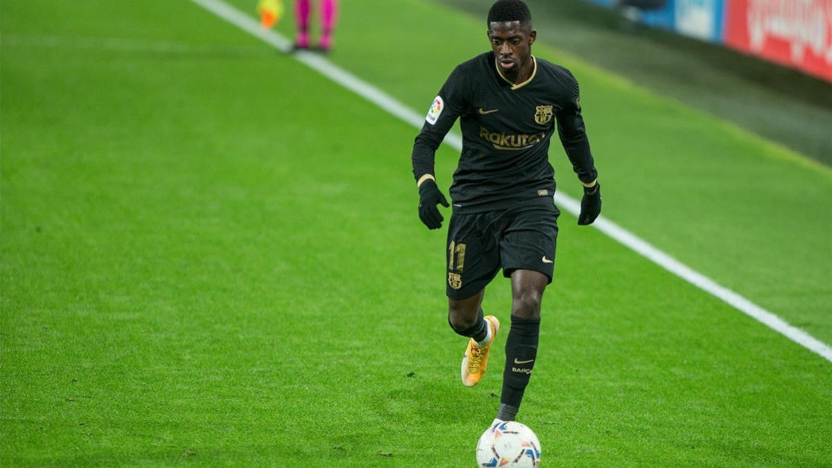 Ousmane Dembele of Barcelona during LaLiga  football match played between Cadiz Club Futbol and Futbol Club Barcelona at Ramon de Carranza Stadium on December 5  2020 in Cadiz  Spain   AFP7   05 12 2020 ONLY FOR USE IN SPAIN