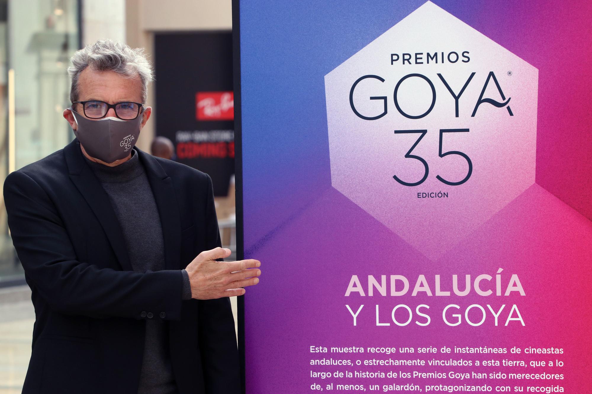 Exposición sobre los Premios Goya en la calle Larios de Málaga