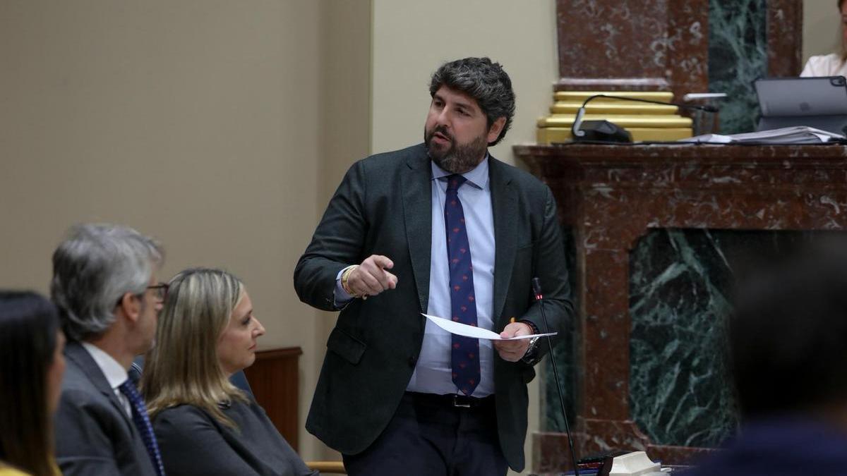 Fernando López Miras, durante la sesión de control al Gobierno de este jueves 6 de noviembre.