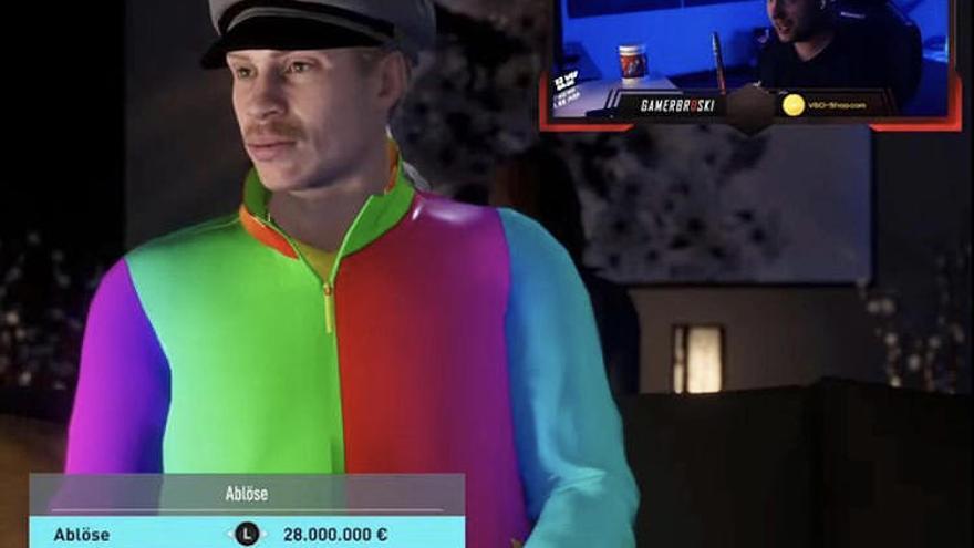 El youtuber alemán Game Brother, dirigiendo al entrenador virtual Rüdigger Rammel en el FIFA.