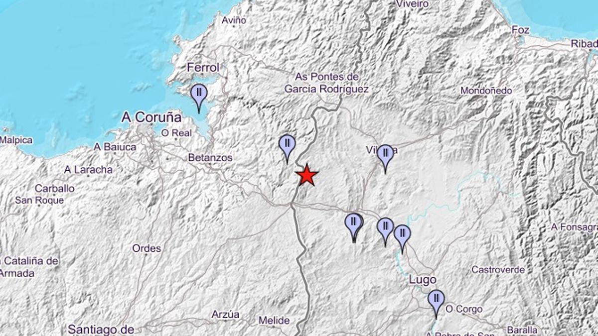 Puntos en los que se notó el terremoto.