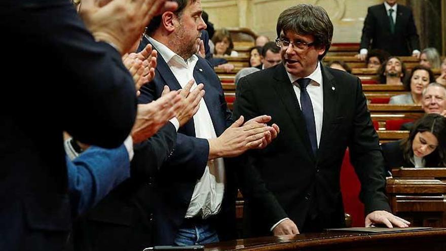 Carles Puigdemont, tras su declaración de este martes.