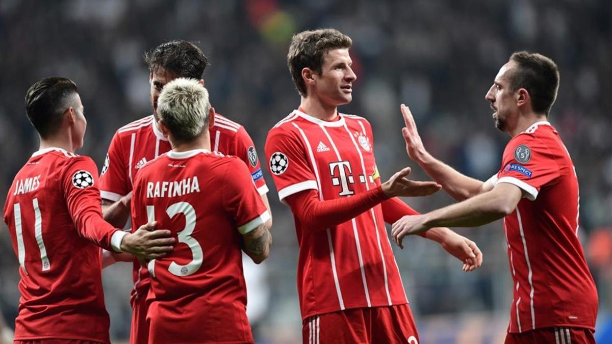 El Bayern celebra uno de sus goles en la Bundesliga