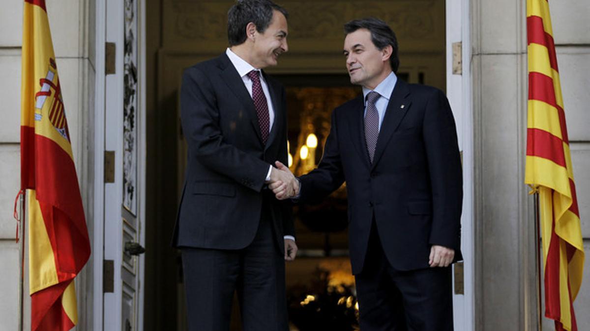 Zapatero y Mas en el Palacio de la Moncloa