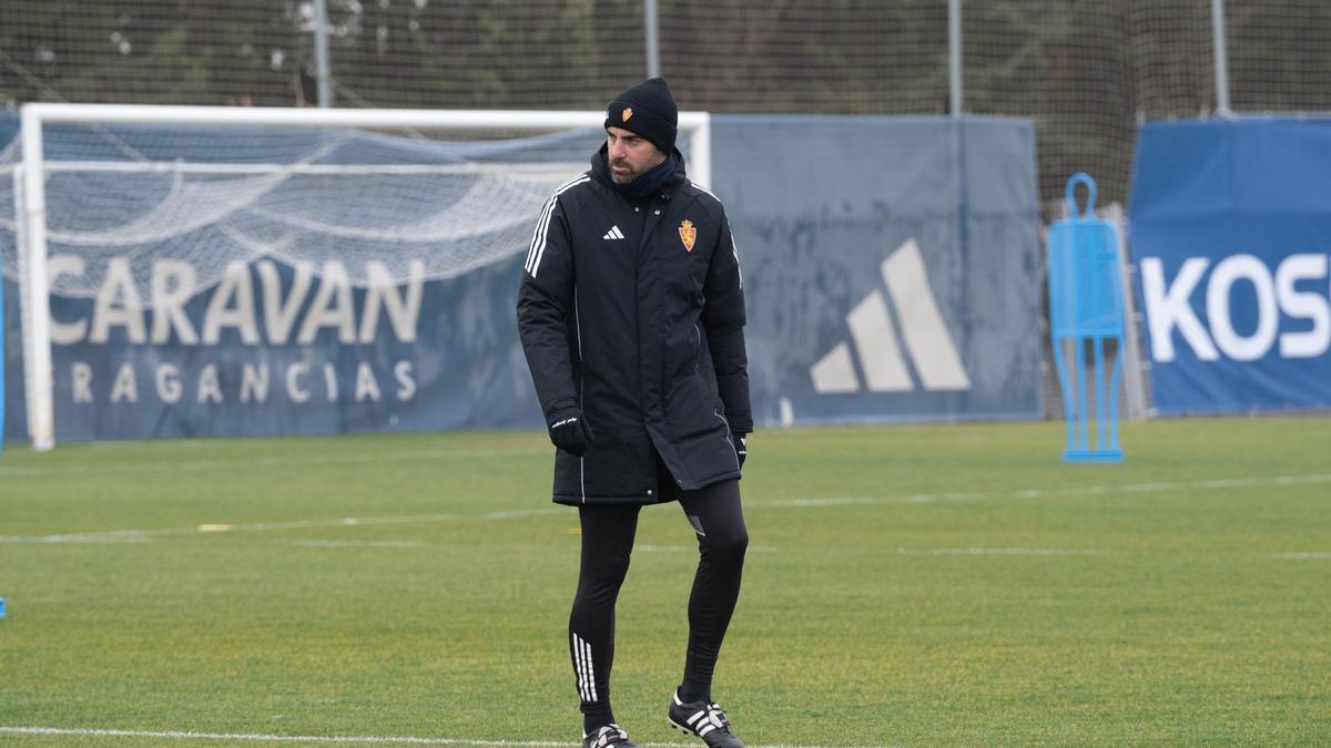 Rubén Sellés, en un entrenamiento con el Real Zaragoza.