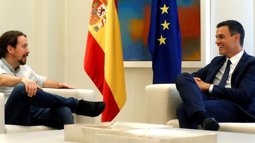 Iglesias y Sánchez durante su última reunión.