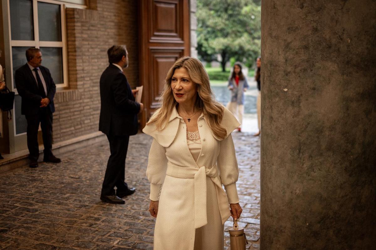 La vicepresidenta del Gobierno de Aragón, Mar Vaquero, a su llegada este lunes al Pignatelli.