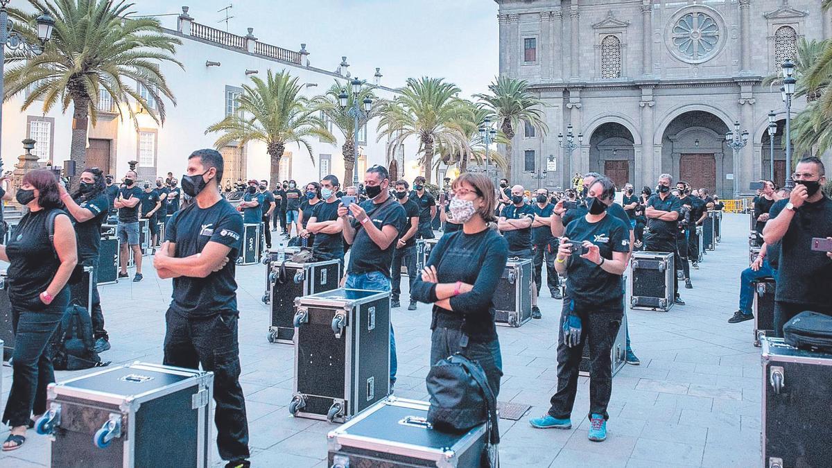 La Plaza de Santa Ana durante la concentración del jueves en Las Palmas de Gran Canaria.