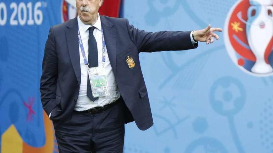 Vicente del Bosque, durante un partido de la Eurocopa de Francia.