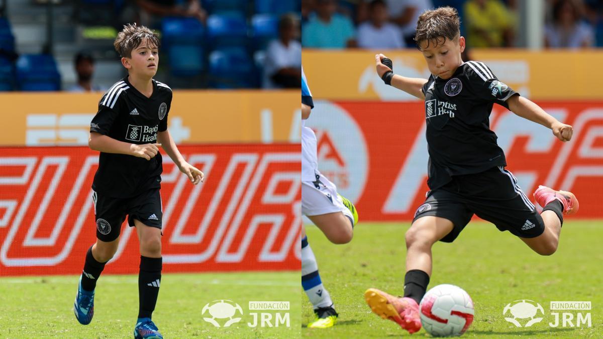 Thiago Messi y Benja Suárez, durante un partido de LaLiga FC Futures