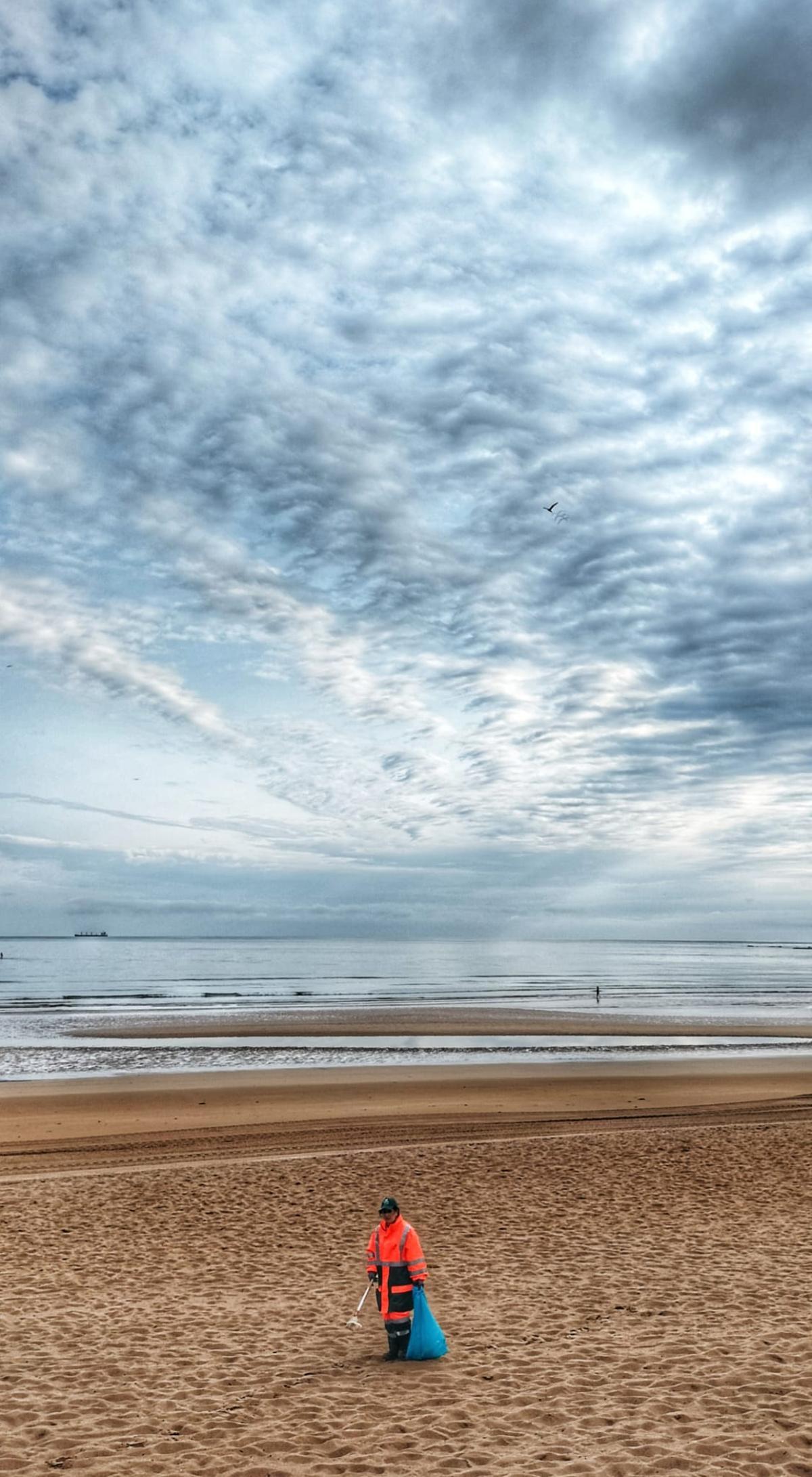 Trabajos en la playa.
