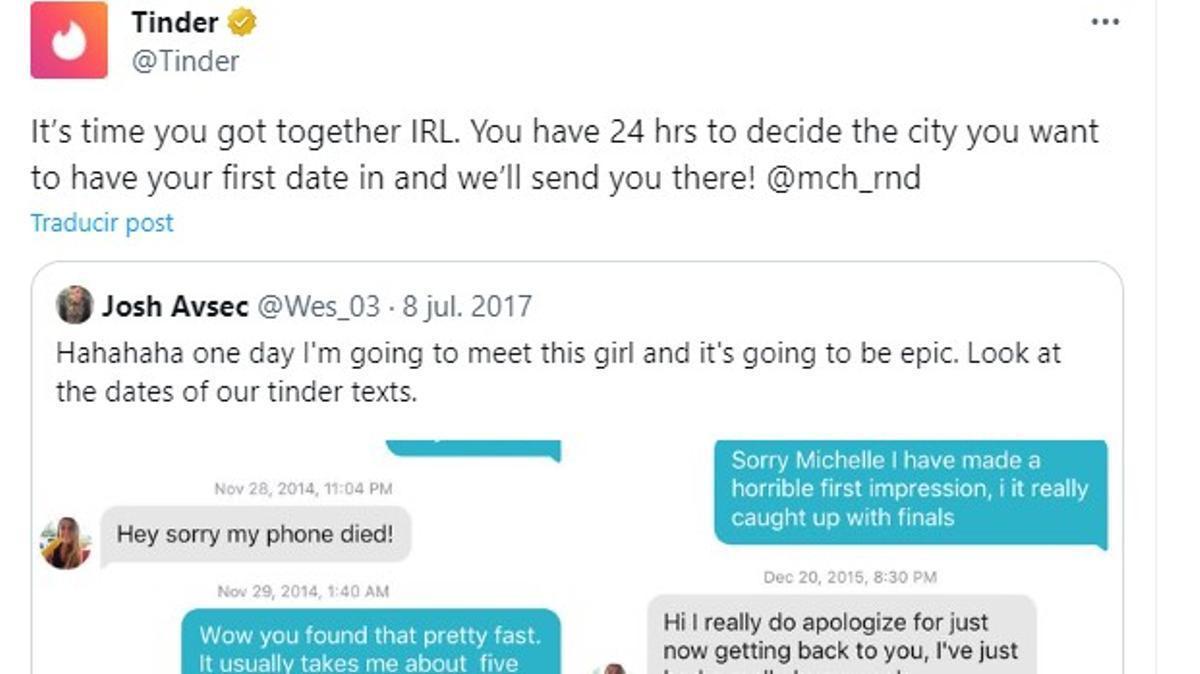 El viaje pagado por Tinder a dos usuarios /