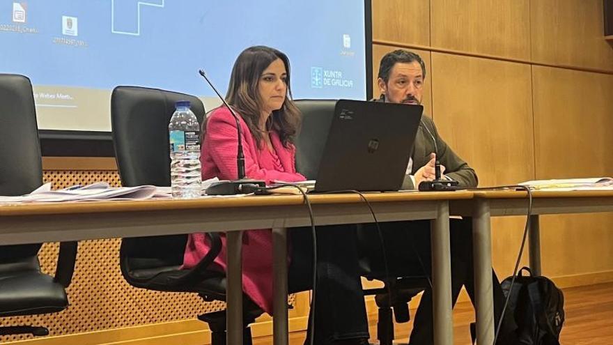 La directora de Agader, Inés Santé, durante su intervención en el Pazo de Quián, en Sergude. xunta de galicia