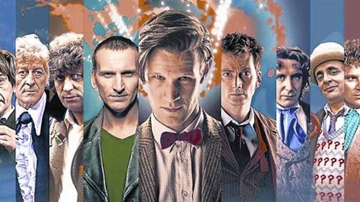 Montaje con los 11 actores que han dado vida al doctor Who en su medio siglo de emisión.