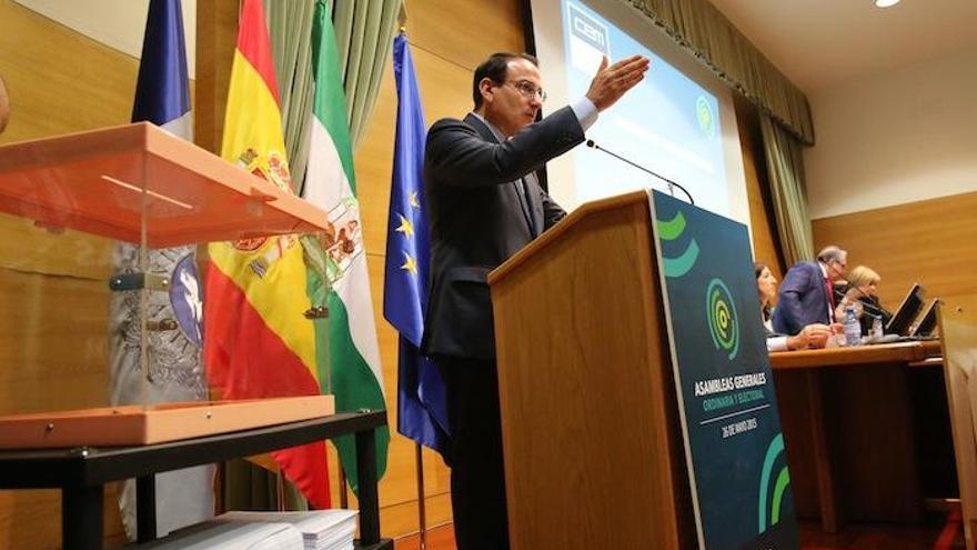 El presidente de la CEM, Javier González de Lara, en la asamblea electoral de su reelección.