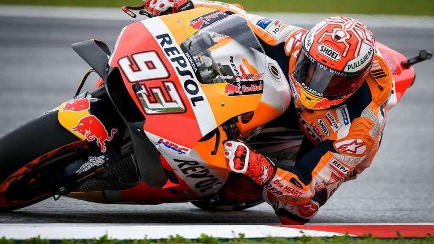 Marc Márquez, sobre su Honda, durante la calificación de ayer del Gran Premio de Austria disputada en el circuito Red Bull Ring.